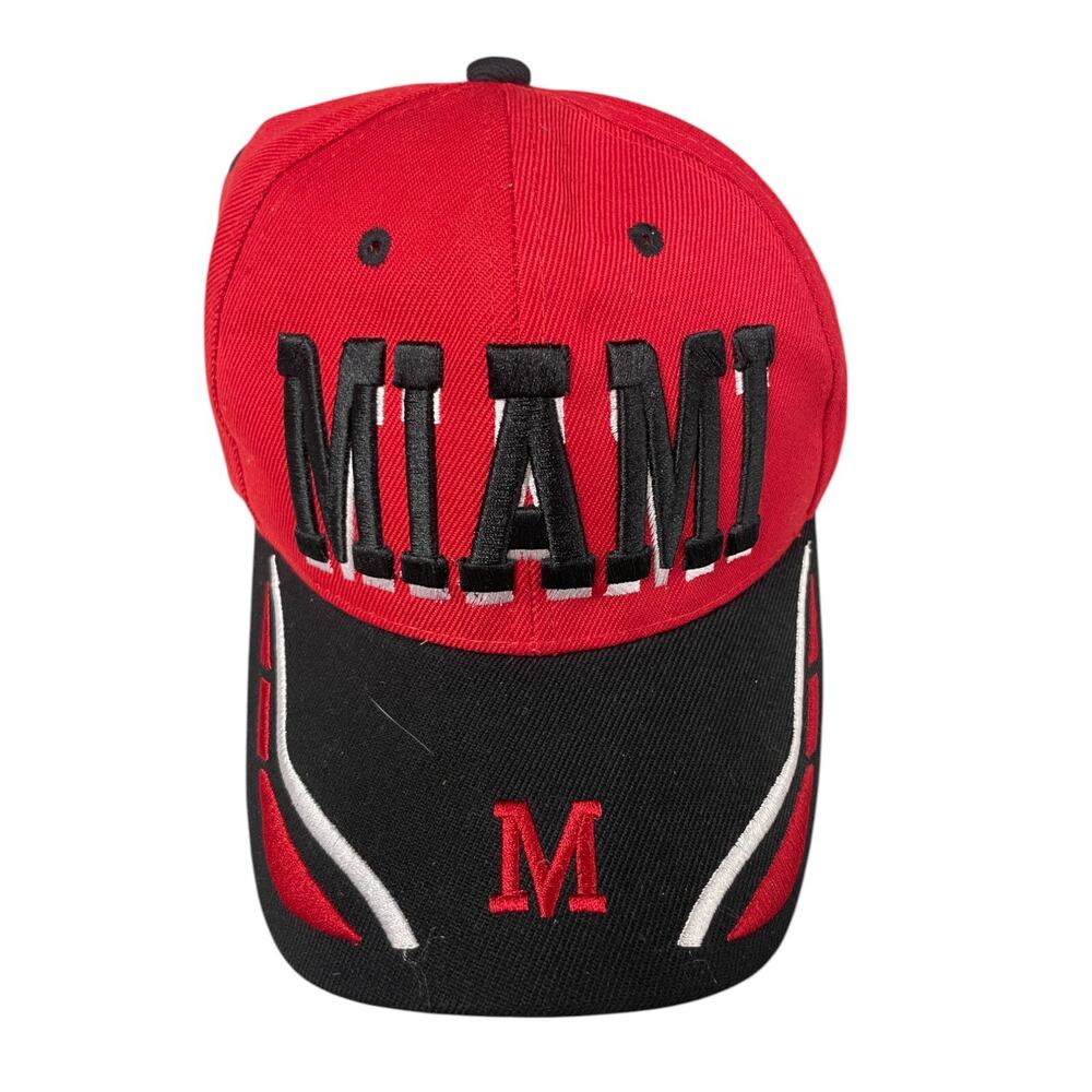 Cursedi Miami Heat Snapback Baseball Cap Acrylic Red One Size NWT